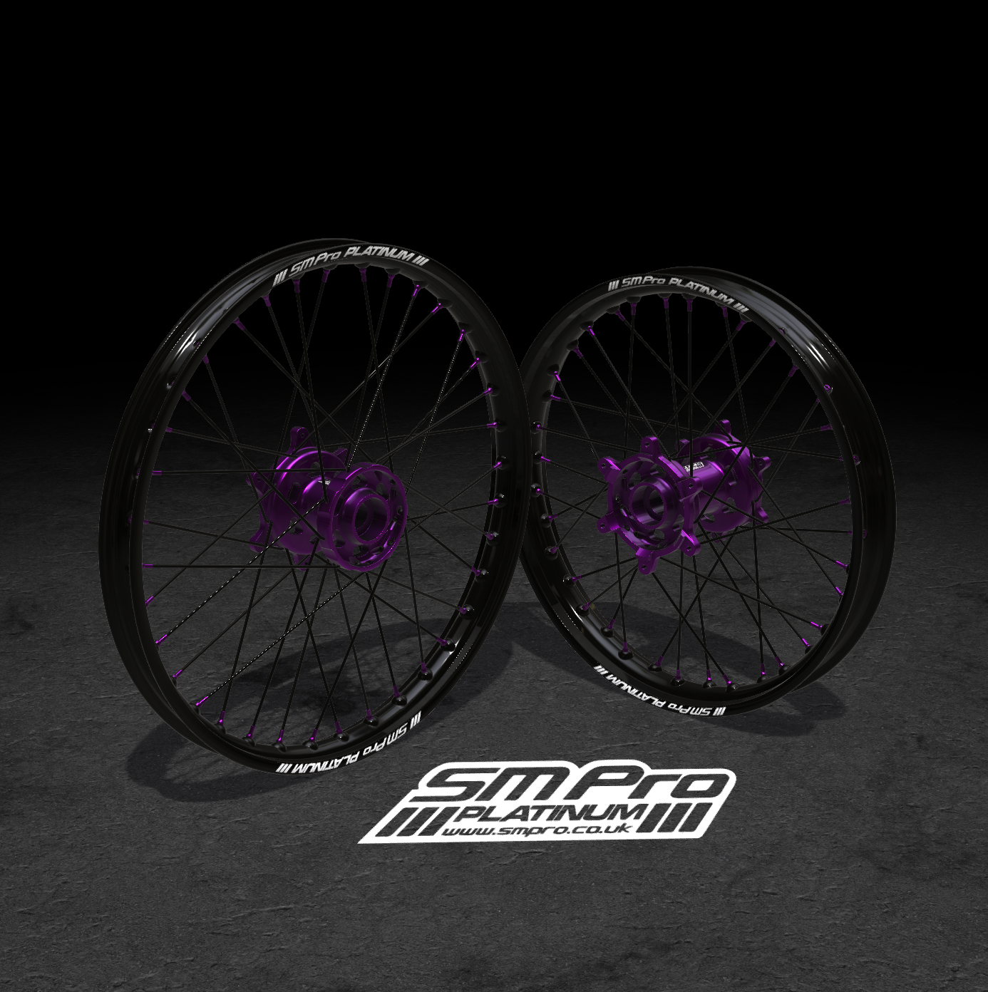 SM PRO ULTRA BEE WHEEL SET 21/18" STANDARD PURPLE/PURPLE COMBO
